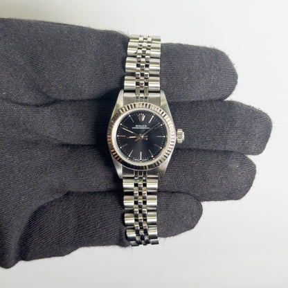 Rolex Oyster Perpertual 26mm Black Stick Dial Watch Ref# 67194