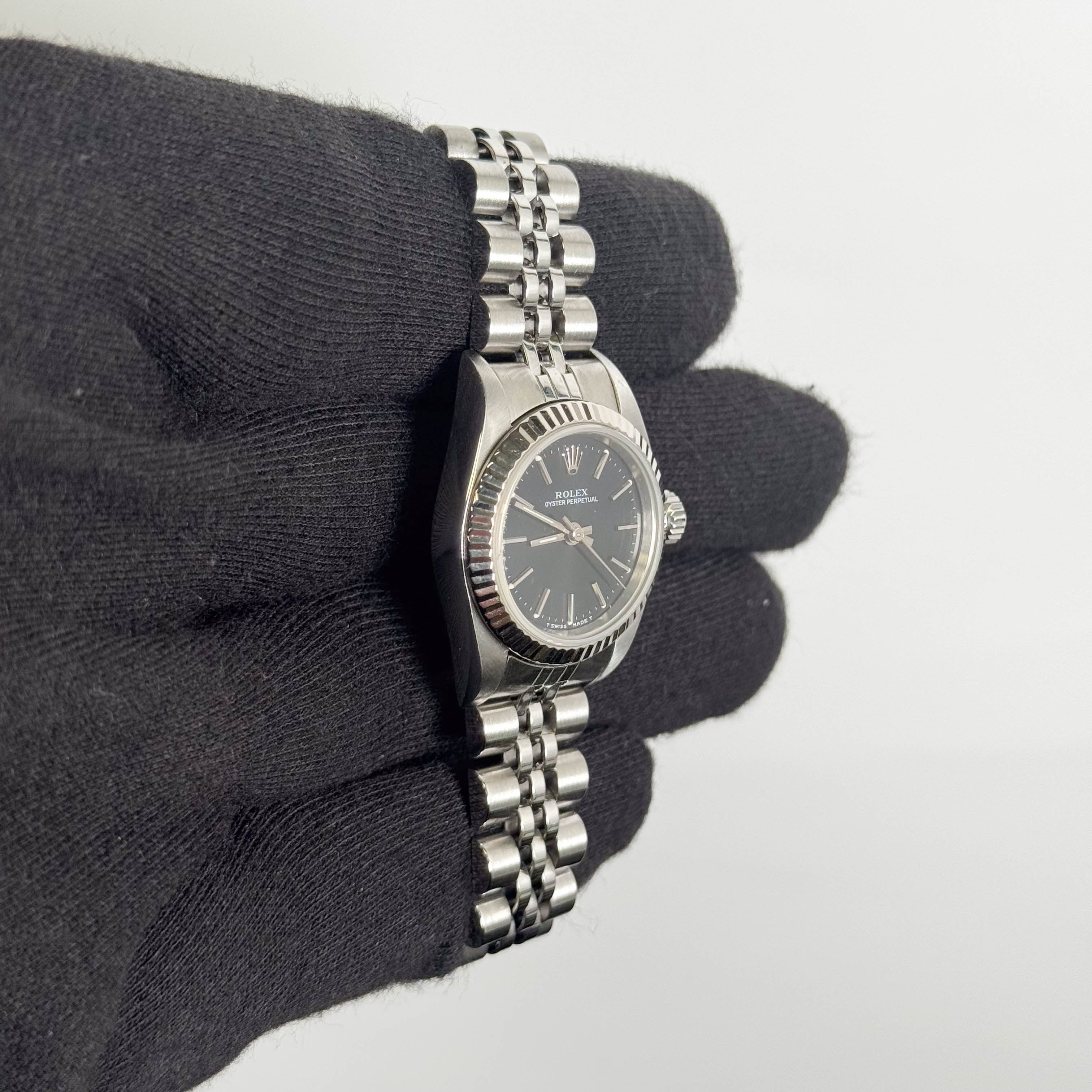 Rolex Oyster Perpertual 26mm Black Stick Dial Watch Ref# 67194