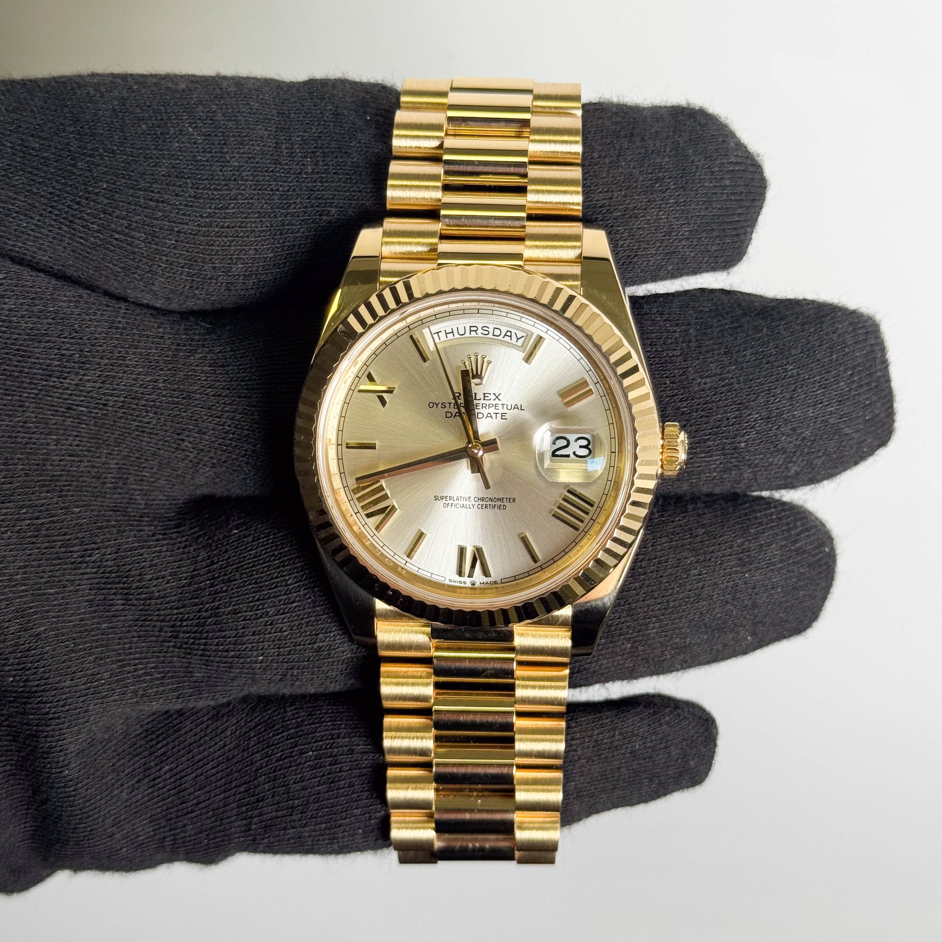 Rolex Day-Date 40mm Silver Dial Watch Ref# 228238