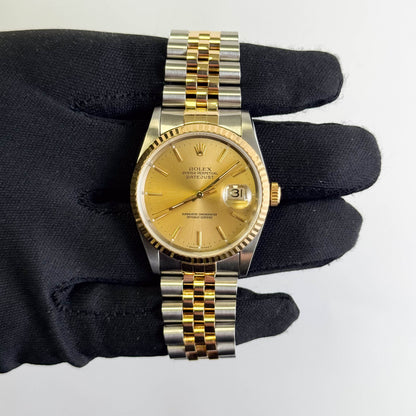 Rolex Datejust 36mm Champagne Dial Watch Ref# 16233