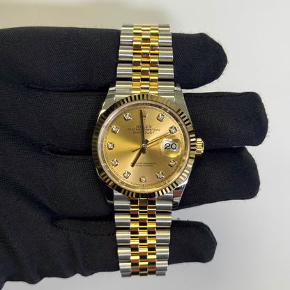 Rolex Datejust 36mm Champagne Diamond Dial Ref# 126233