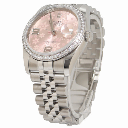 Rolex Ladies Datejust Stainless Steel Pink Floral Dial Watch Reference# 116244 - Happy Jewelers Fine Jewelry Lifetime Warranty