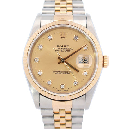 Rolex Datejust 36mm Champagne Dial Watch Ref# 16233 - Happy Jewelers Fine Jewelry Lifetime Warranty