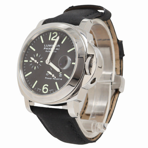 Panerai Mens Luminor Stainless Steel Black Stick Dial Watch Reference# PAM00090 - Happy Jewelers Fine Jewelry Lifetime Warranty