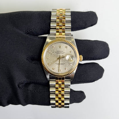 Rolex Datejust 36mm Silver Jubilee Diamond Dial Watch Ref# 16233