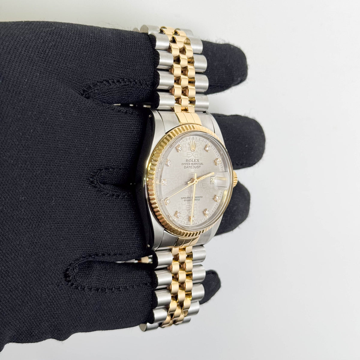 Rolex Datejust 36mm Silver Jubilee Diamond Dial Watch Ref# 16233