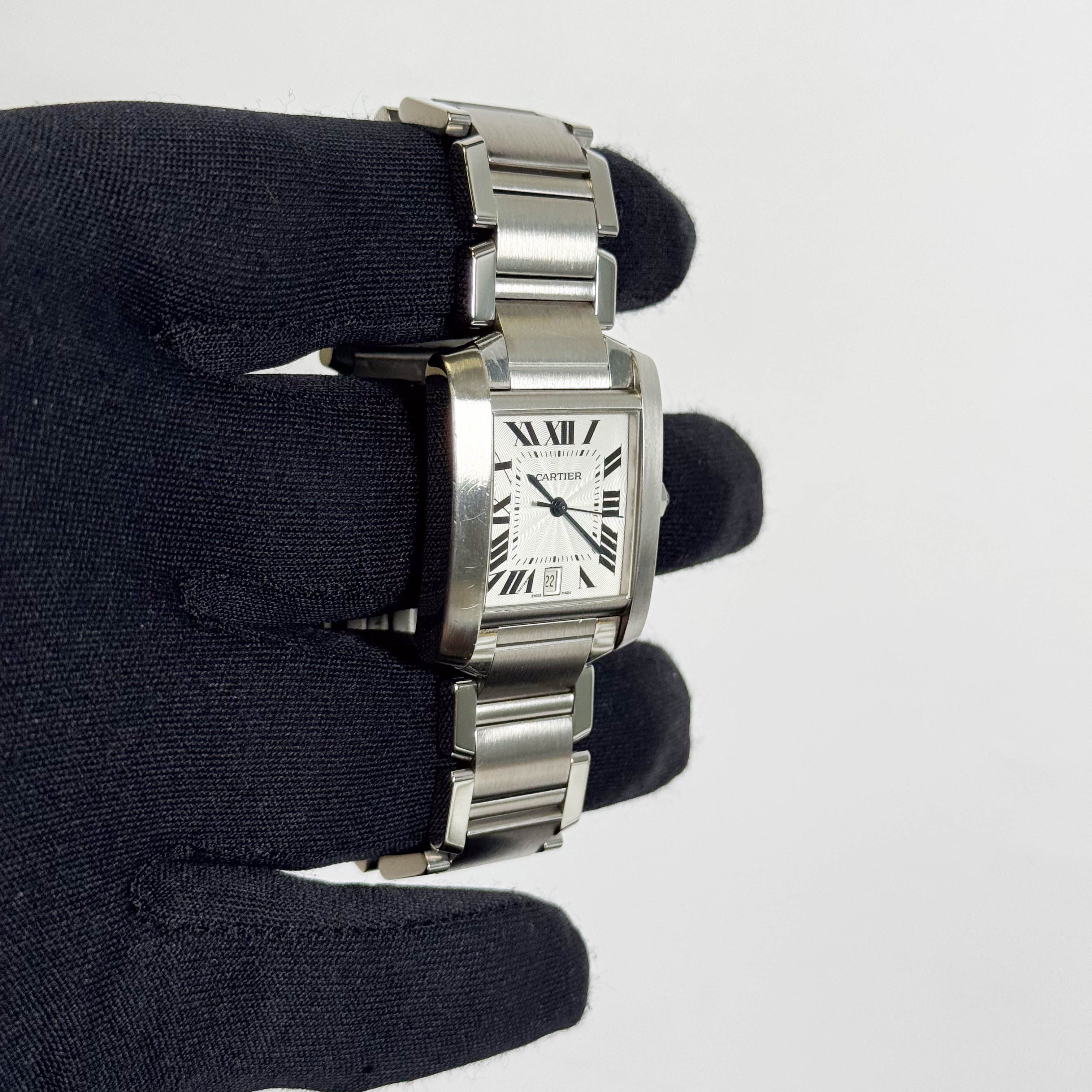Cartier Tank Française Stainless Steel 28mm White Dial Watch Ref# W51002Q3 - Happy Jewelers Fine Jewelry Lifetime Warranty