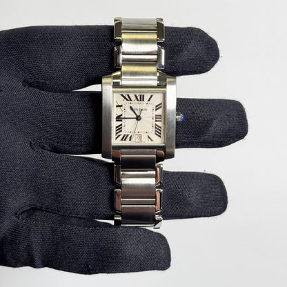 Cartier Tank Stainless Steel 25mm White/Ivory Dial Watch Ref# W51011Q3 - Happy Jewelers Fine Jewelry Lifetime Warranty
