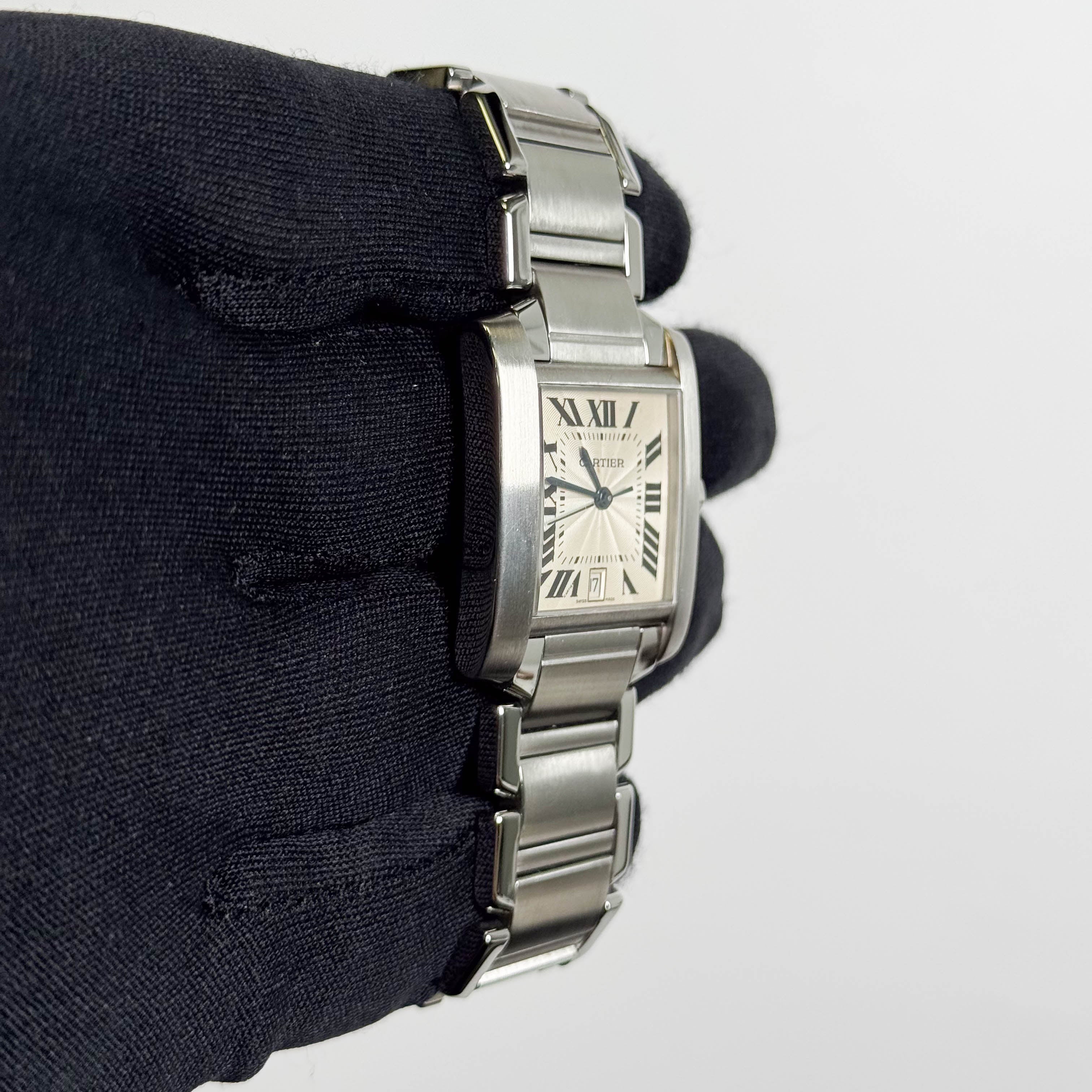 Cartier Tank Française Stainless Steel 28mm White Dial Watch Ref# W51002Q3 - Happy Jewelers Fine Jewelry Lifetime Warranty
