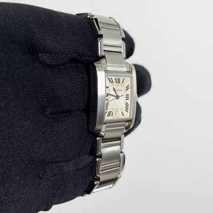 Cartier Tank Française Stainless Steel 28mm White Dial Watch Ref# W51002Q3 - Happy Jewelers Fine Jewelry Lifetime Warranty