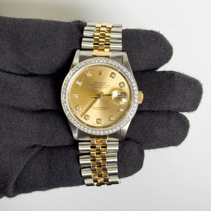 Rolex Datejust 36mm Champagne Dial Watch Ref# 16233