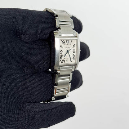 Cartier Tank Française Stainless Steel 28mm White Dial Watch Ref# W51002Q3 - Happy Jewelers Fine Jewelry Lifetime Warranty