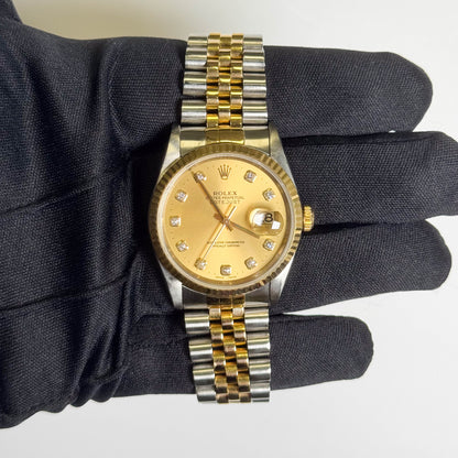 Rolex Datejust 36mm Champagne Dial Watch Ref# 16233 - Happy Jewelers Fine Jewelry Lifetime Warranty