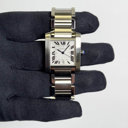 Cartier Tank Française Stainless Steel 28mm White Dial Watch Ref# W51002Q3 - Happy Jewelers Fine Jewelry Lifetime Warranty