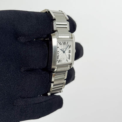 Cartier Tank Française Stainless Steel 28mm White Dial Watch Ref# W51002Q3 - Happy Jewelers Fine Jewelry Lifetime Warranty