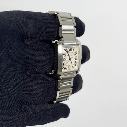 Cartier Tank Française Stainless Steel 28mm White Dial Watch Ref# W51002Q3 - Happy Jewelers Fine Jewelry Lifetime Warranty