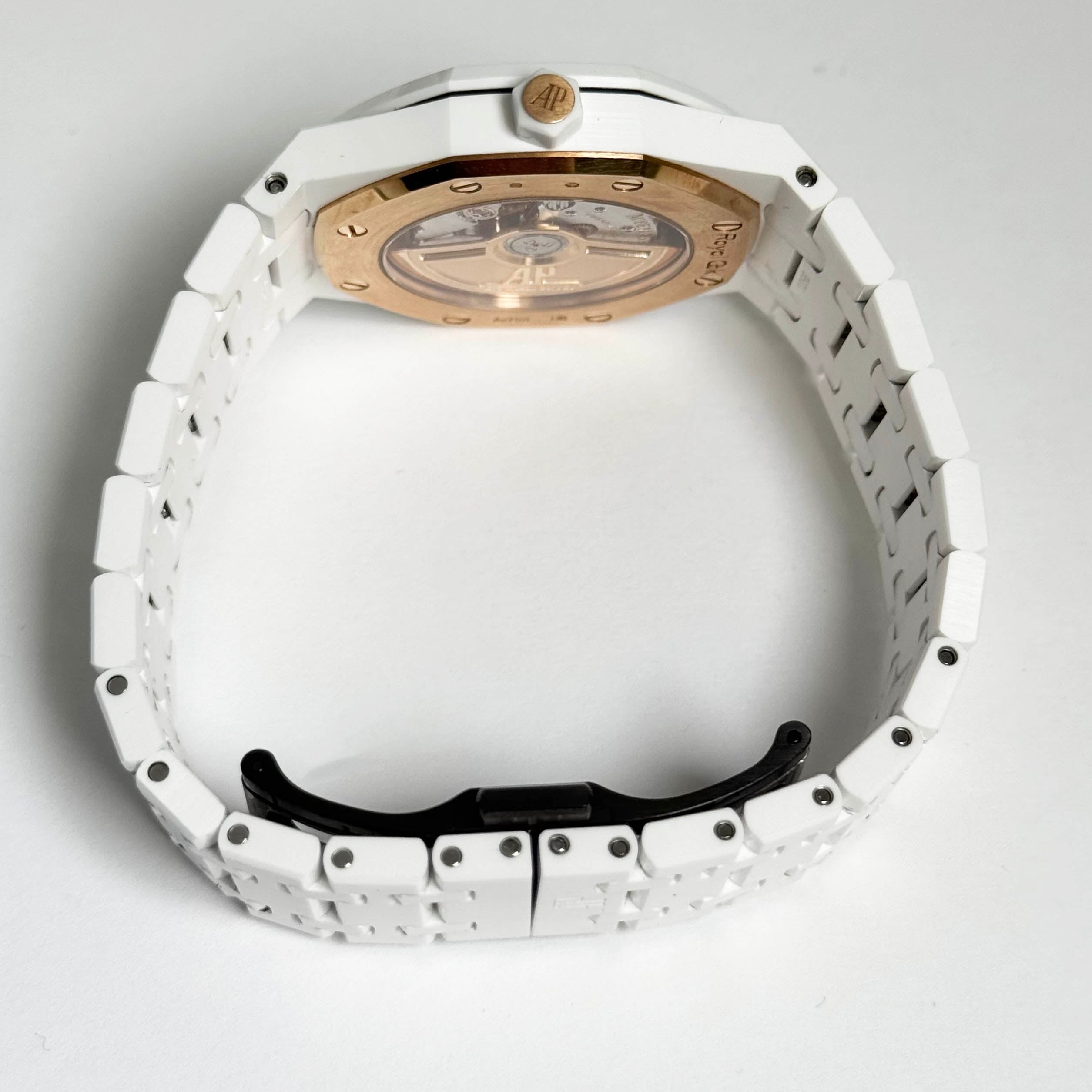 Audemars Piguet Royal Oak 34mm White Dial Watch Ref# 77350CB.OO.1266CB.01 - Happy Jewelers Fine Jewelry Lifetime Warranty