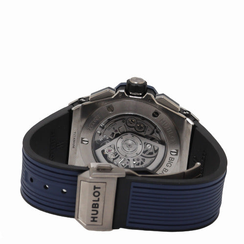 Hublot Men's Big Bang Unico GMT Titanium 45mm Blue and Anthracite Grey Skeleton Dial Watch Reference# 471.NX.7112.RX - Happy Jewelers Fine Jewelry Lifetime Warranty