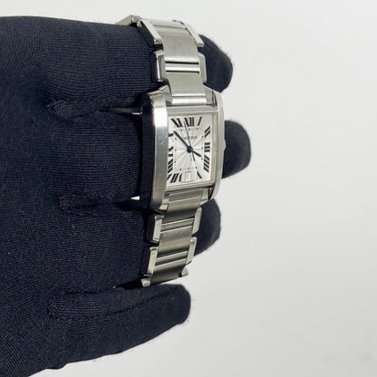 Cartier Tank Française Stainless Steel 28mm White Dial Watch Ref# W51002Q3 - Happy Jewelers Fine Jewelry Lifetime Warranty