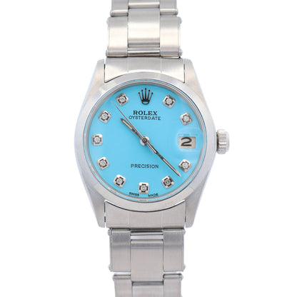 Rolex Oysterdate 31mm Turquoise Dial Watch Ref# 6466 - Happy Jewelers Fine Jewelry Lifetime Warranty