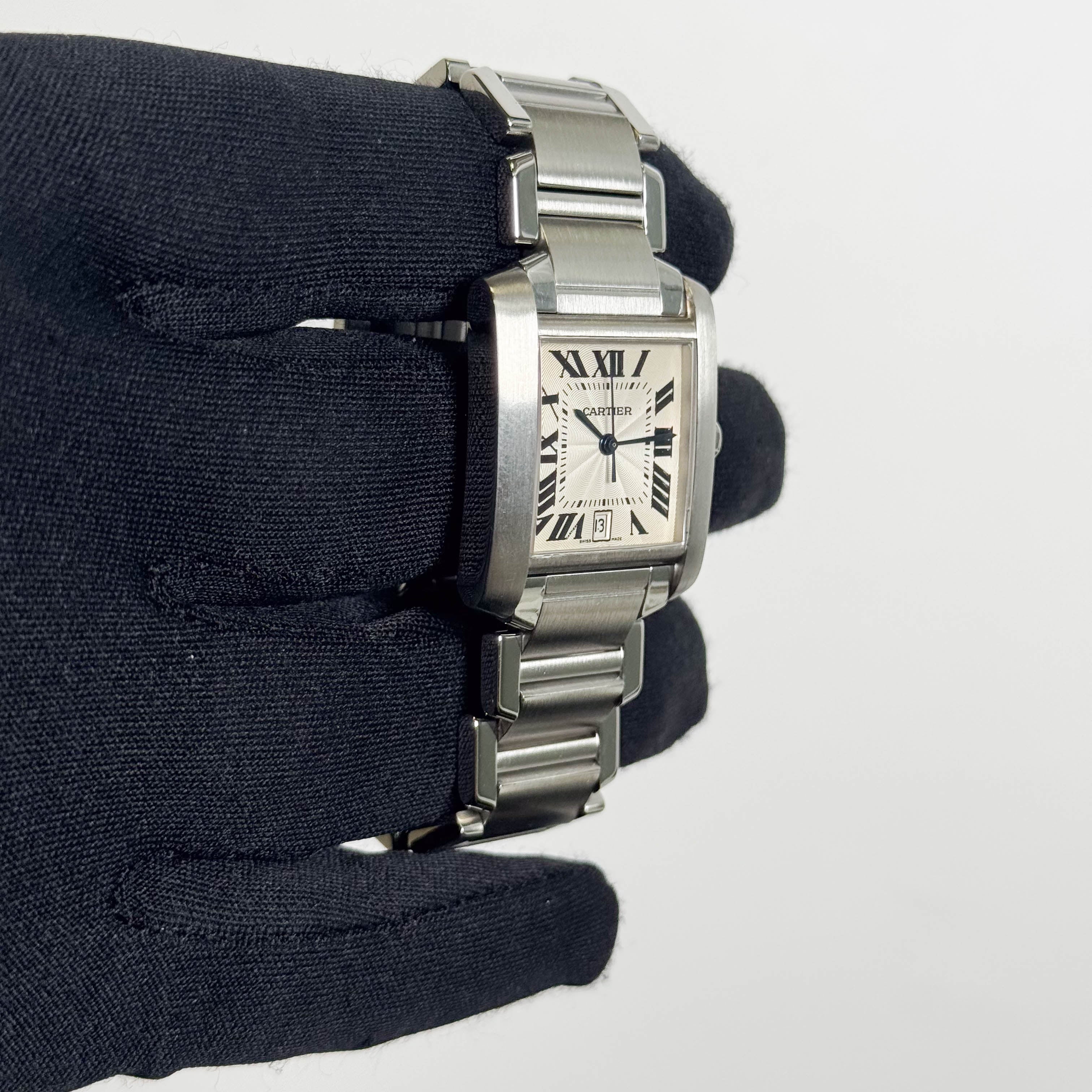 Cartier Tank Française Stainless Steel 28mm White Dial Watch Ref# W51002Q3