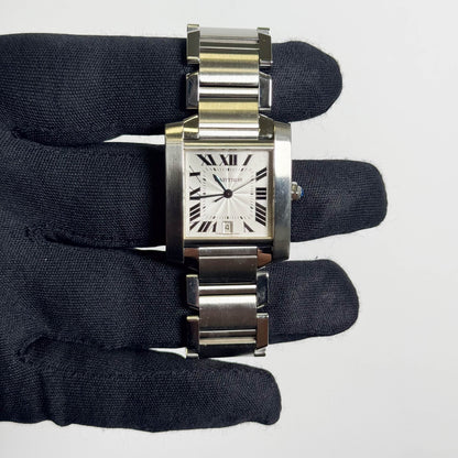 Cartier Tank Française Stainless Steel 28mm White Dial Watch Ref# W51002Q3 - Happy Jewelers Fine Jewelry Lifetime Warranty