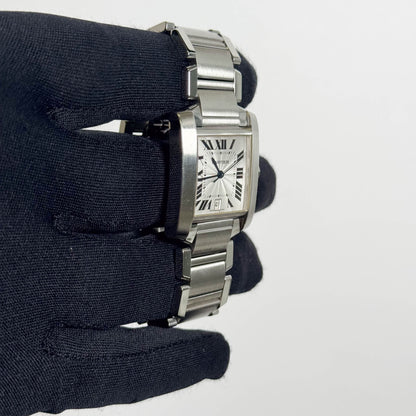 Cartier Tank Française Stainless Steel 28mm White Dial Watch Ref# W51002Q3 - Happy Jewelers Fine Jewelry Lifetime Warranty