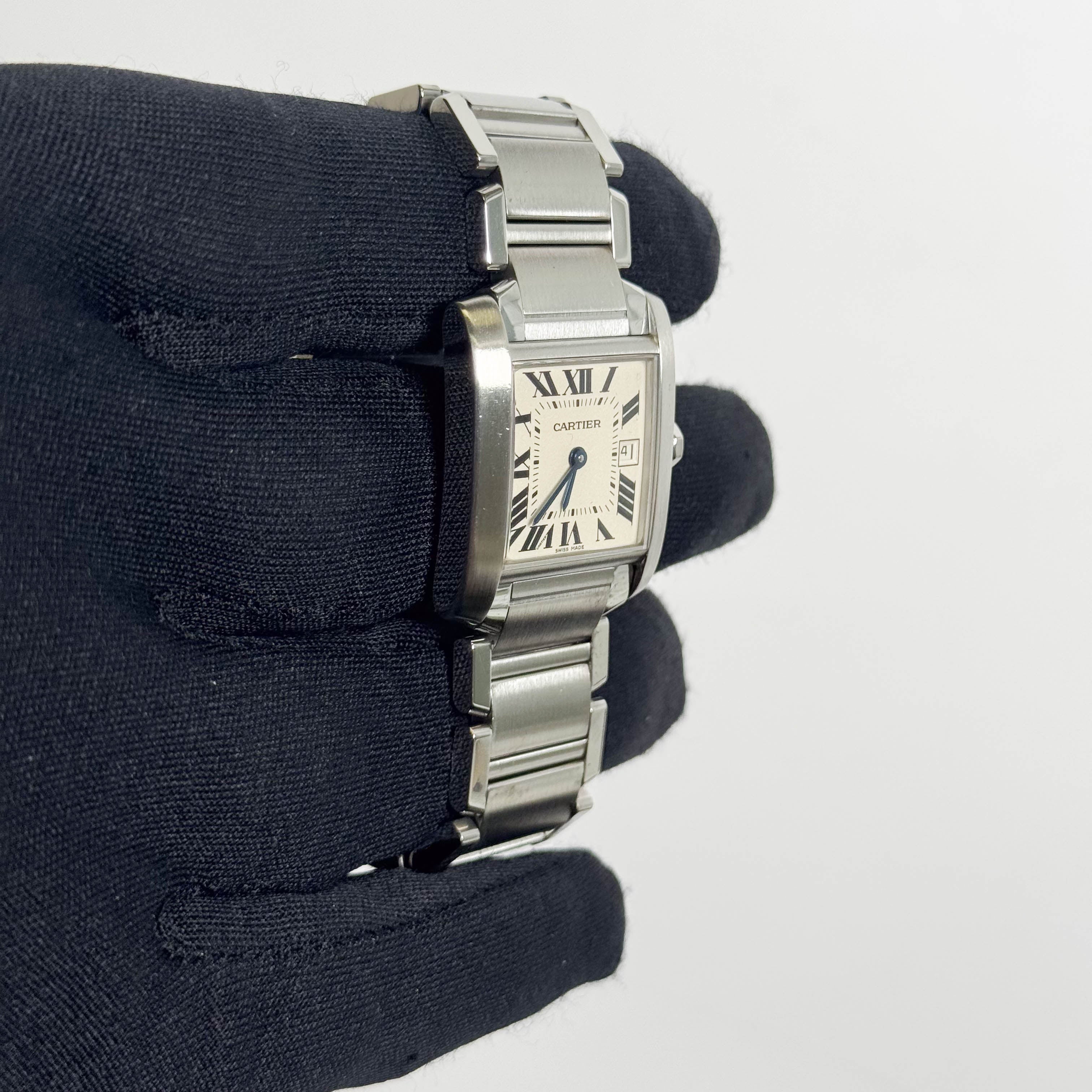 Cartier Tank Stainless Steel 25mm White/Ivory Dial Watch Ref# W51011Q3 - Happy Jewelers Fine Jewelry Lifetime Warranty