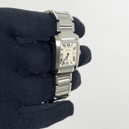 Cartier Tank Stainless Steel 25mm White/Ivory Dial Watch Ref# W51011Q3 - Happy Jewelers Fine Jewelry Lifetime Warranty