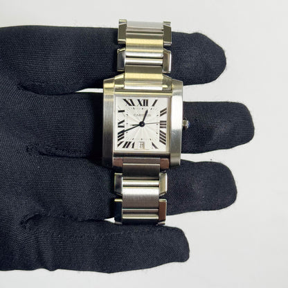 Cartier Tank Française Stainless Steel 28mm White Dial Watch Ref# W51002Q3 - Happy Jewelers Fine Jewelry Lifetime Warranty