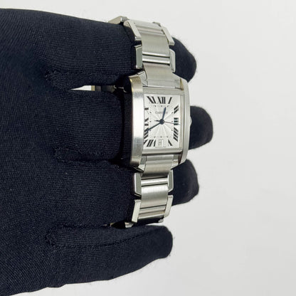 Cartier Tank Française Stainless Steel 28mm White Dial Watch Ref# W51002Q3 - Happy Jewelers Fine Jewelry Lifetime Warranty