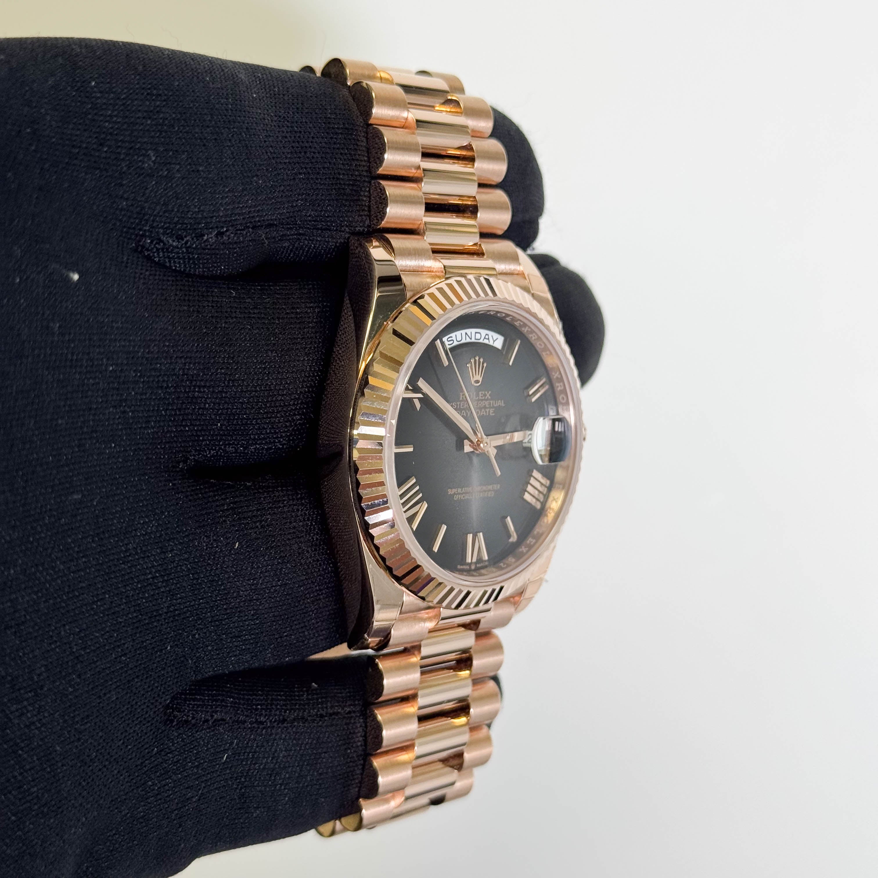 Rolex Day-Date 40mm Ombre Black Dial Watch Ref# 228235 – Happy