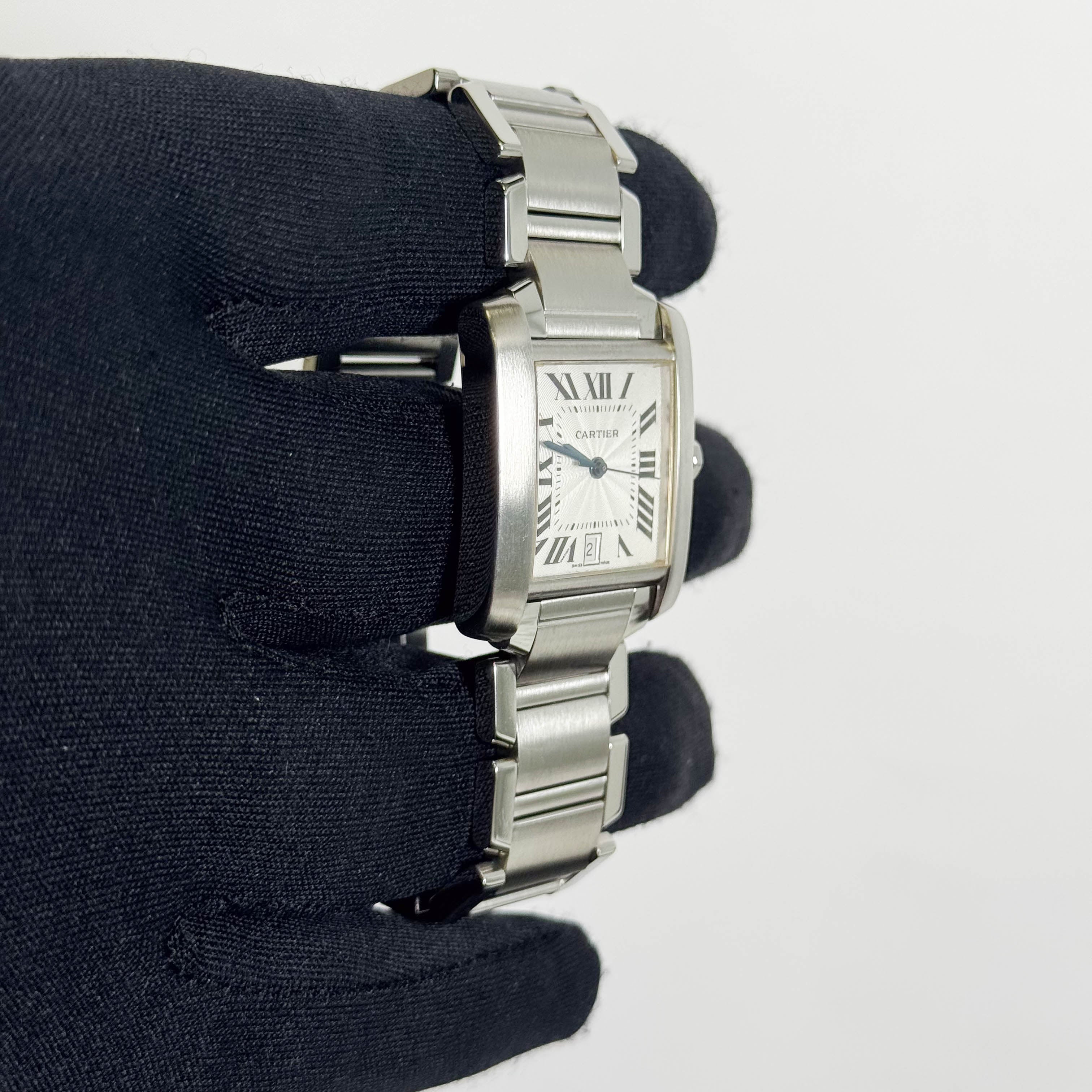 Cartier Tank Française Stainless Steel 28mm White Dial Watch Ref# W51002Q3 - Happy Jewelers Fine Jewelry Lifetime Warranty