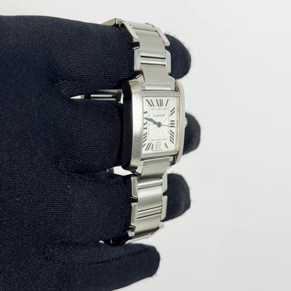 Cartier Tank Française Stainless Steel 28mm White Dial Watch Ref# W51002Q3 - Happy Jewelers Fine Jewelry Lifetime Warranty