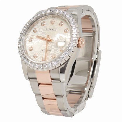 Rolex Datejust Two Tone Rose Gold and Stainless Steel 36mm Silver Jubilee Diamond Dial Watch Reference# 116201 - Happy Jewelers Fine Jewelry Lifetime Warranty