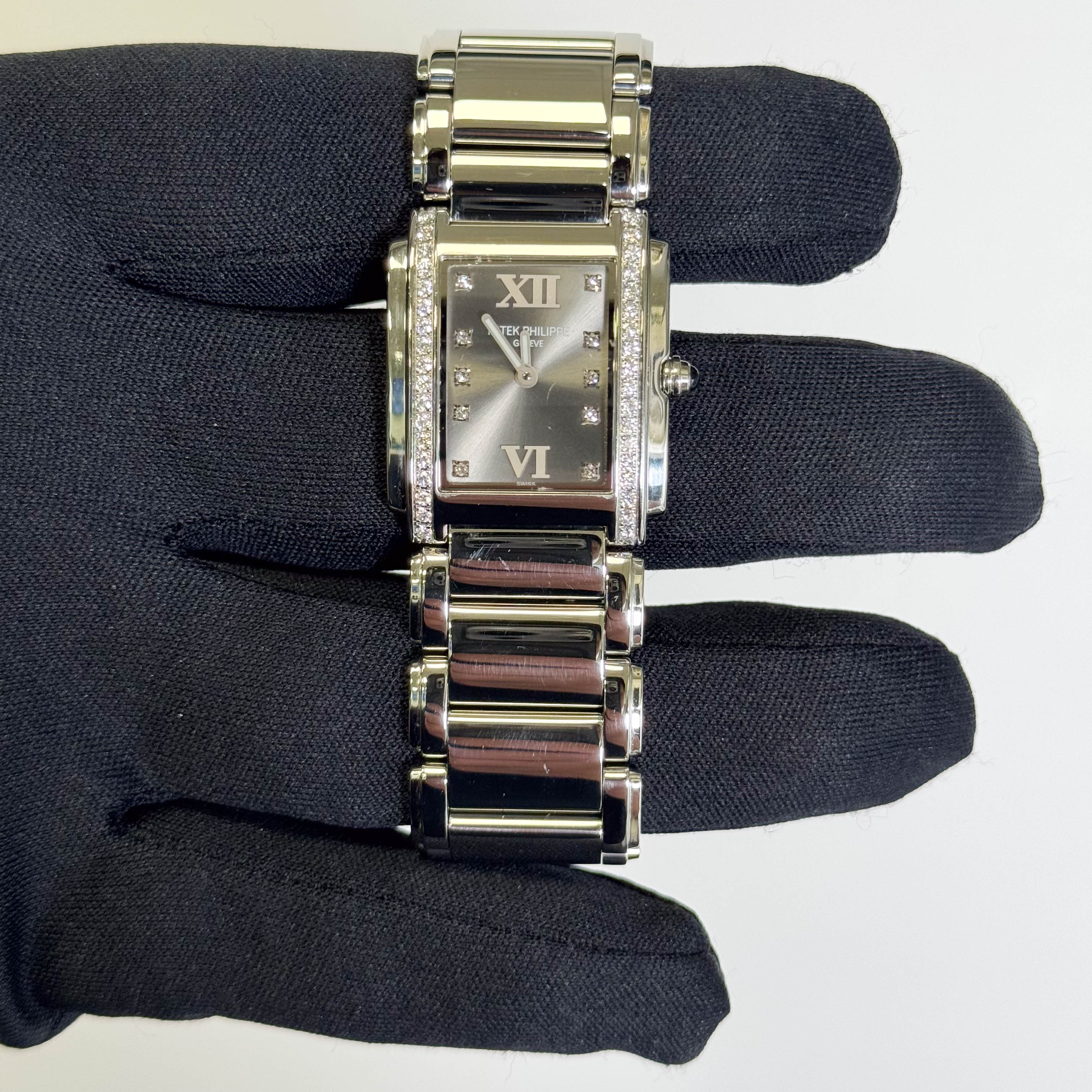 Patek Philippe Twenty 4 25mm x 30mm Grey Dial Watch Ref# 4910/10A-010 - Happy Jewelers Fine Jewelry Lifetime Warranty