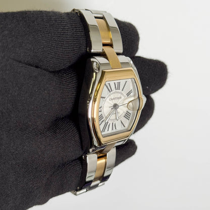Cartier Roadster Two Tone Yellow Gold & Stainless Steel 31mm Silver Dial Watch Ref# W62026Y4