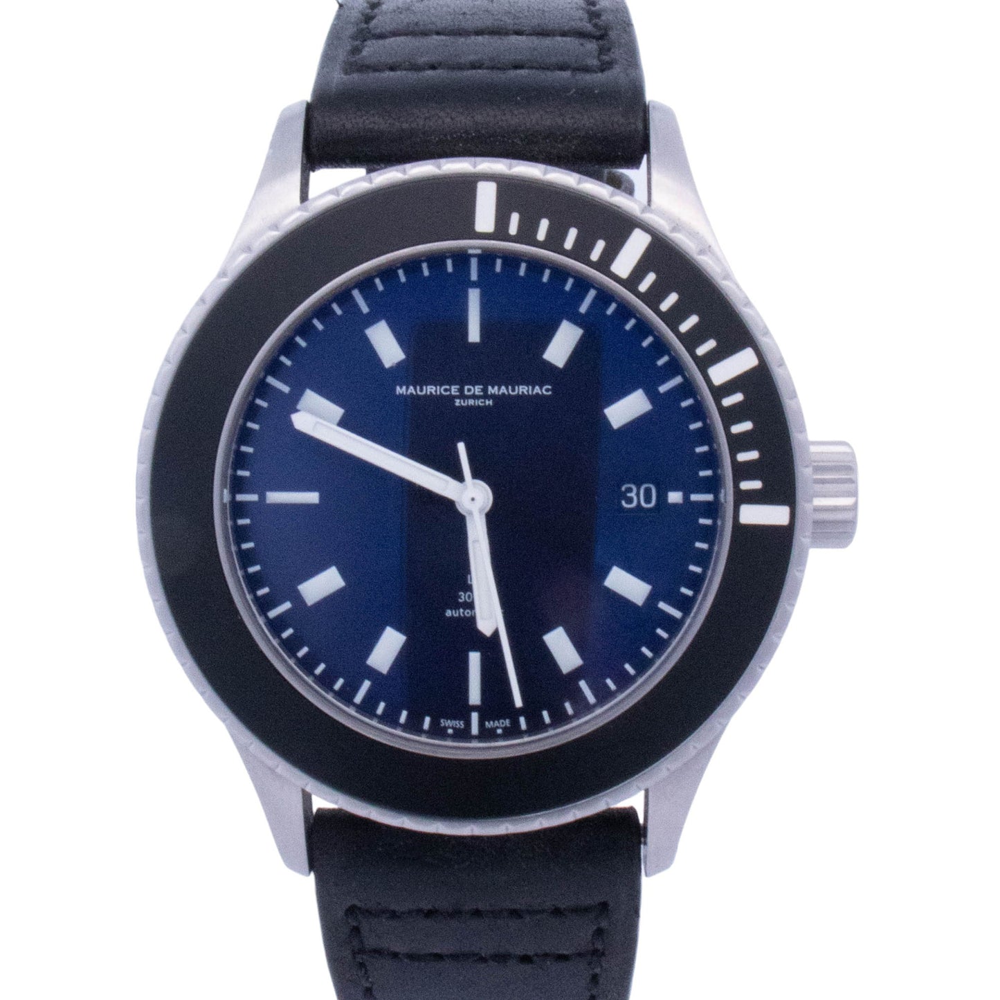 Maurice De Mauriac Deep Blue L2 42mm Stainless Steel Blue Stick Dial Watch Reference# L2 - Happy Jewelers Fine Jewelry Lifetime Warranty