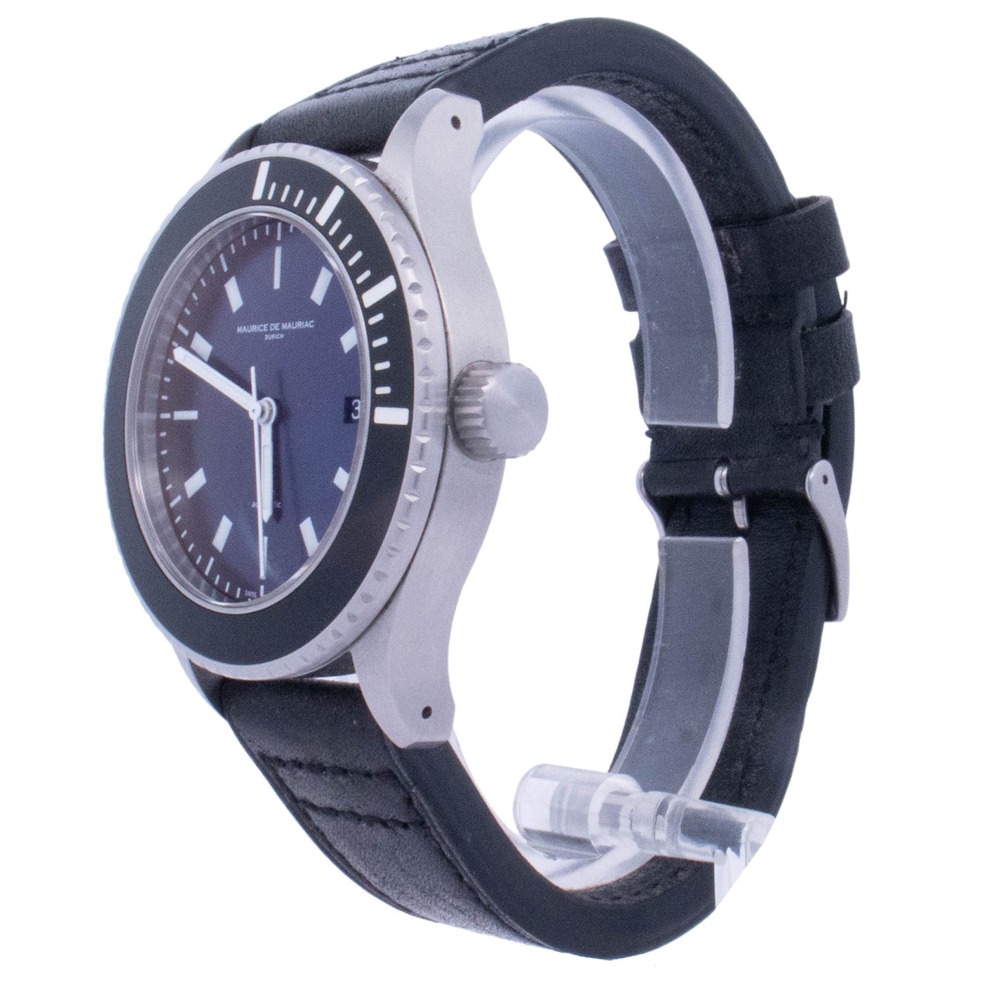 Maurice De Mauriac Deep Blue L2 42mm Stainless Steel Blue Stick Dial Watch Reference# L2 - Happy Jewelers Fine Jewelry Lifetime Warranty
