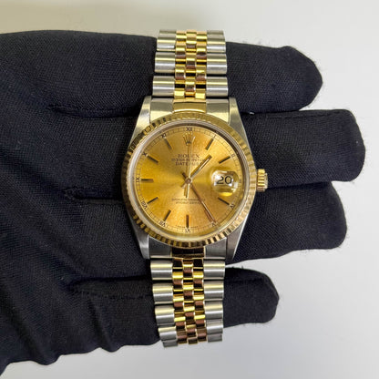 Rolex Datejust 36mm Champagne Dial Watch Ref# 16233 - Happy Jewelers Fine Jewelry Lifetime Warranty