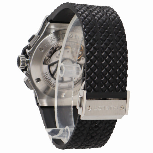 Hublot Mens Big Bang Stainless Steel 41mm Black Carbon Fiber Chronograph Dial Watch Reference# 301.SB.131.RX - Happy Jewelers Fine Jewelry Lifetime Warranty