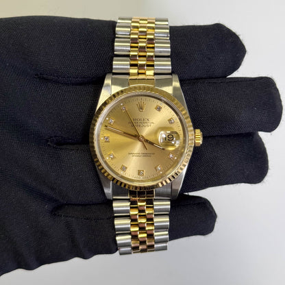 Rolex Datejust 36mm Champagne Dial Watch Ref# 16233 - Happy Jewelers Fine Jewelry Lifetime Warranty