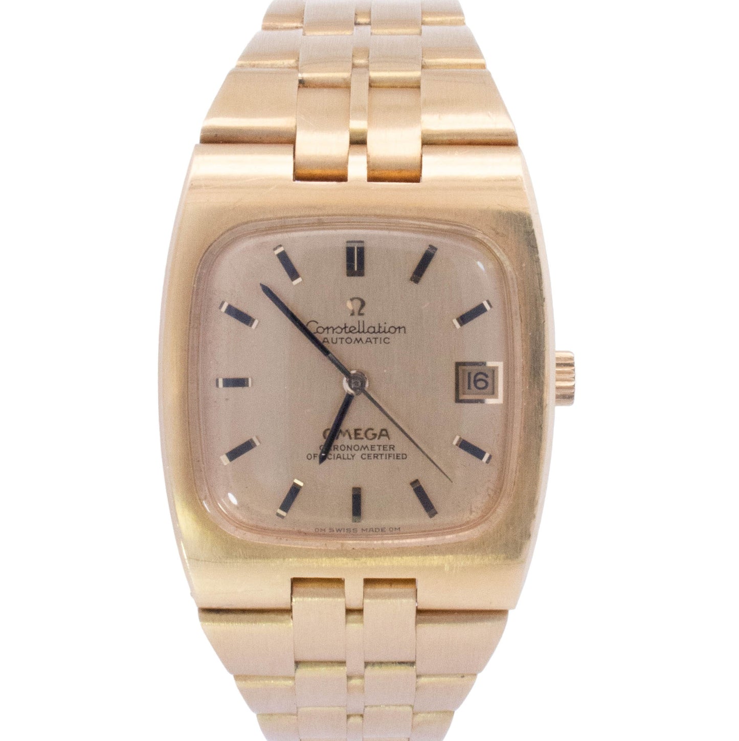 Omega Constellation 33mmx39mm Yellow Gold Champagne Stick Dial Watch Reference# 166.059 - Happy Jewelers Fine Jewelry Lifetime Warranty