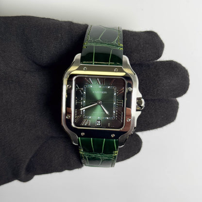 Cartier Santos 39mm Green Dial Watch Ref# WSSA0062