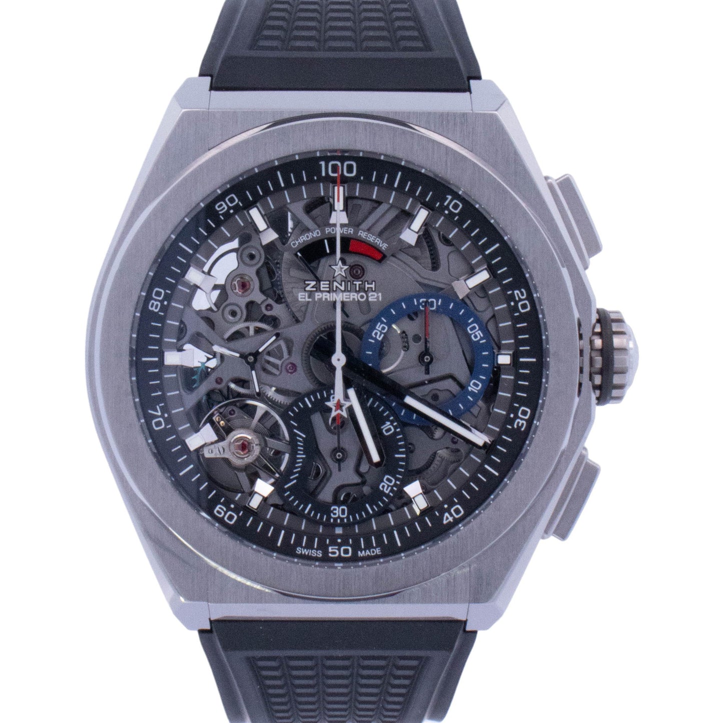 Zenith Defy El Primero 44mm Brushed Titanium Skeleton Chronograph Dial Watch Reference# 95.9000.90041/78.R782 - Happy Jewelers Fine Jewelry Lifetime Warranty