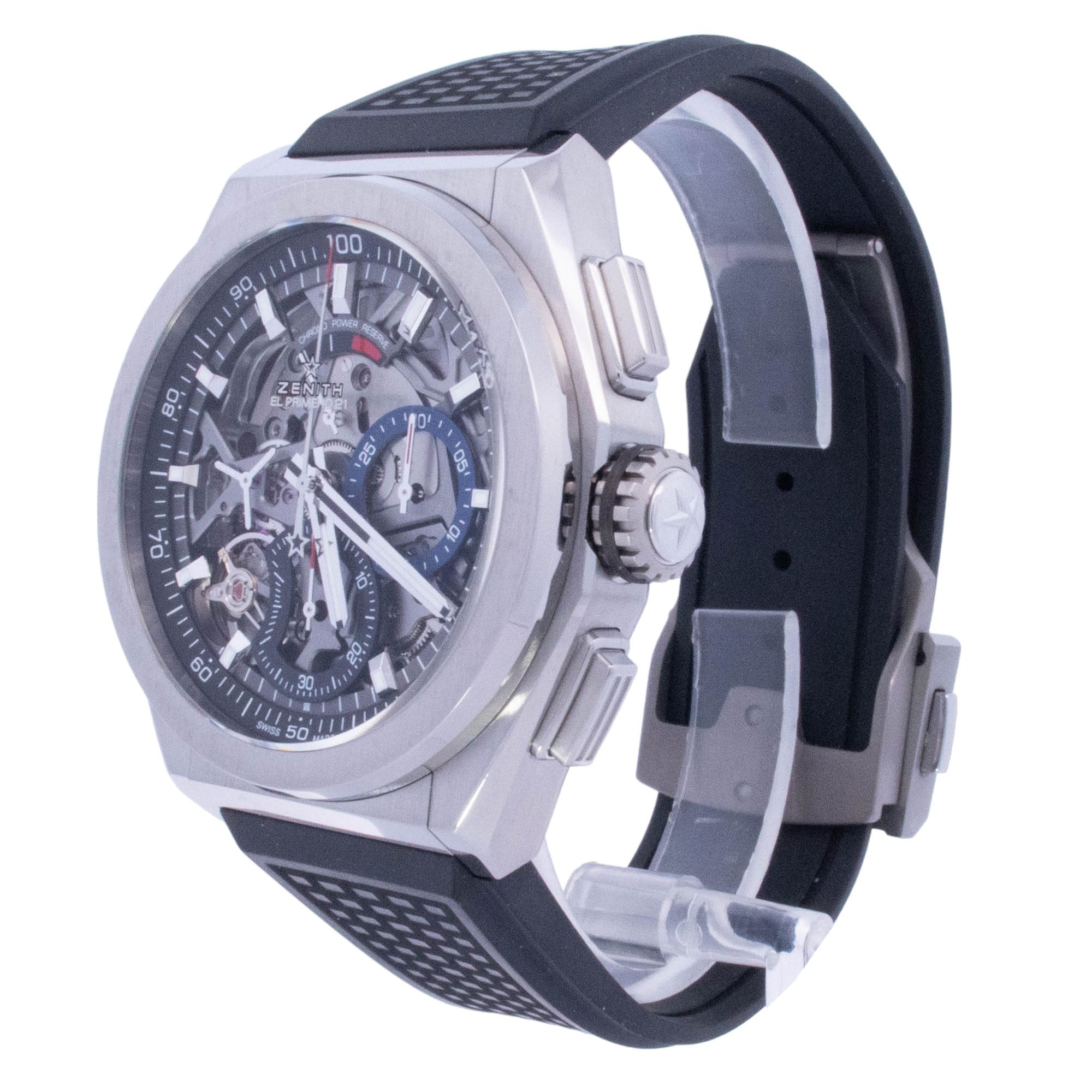Zenith Defy El Primero 44mm Brushed Titanium Skeleton Chronograph Dial Watch Reference# 95.9000.90041/78.R782 - Happy Jewelers Fine Jewelry Lifetime Warranty
