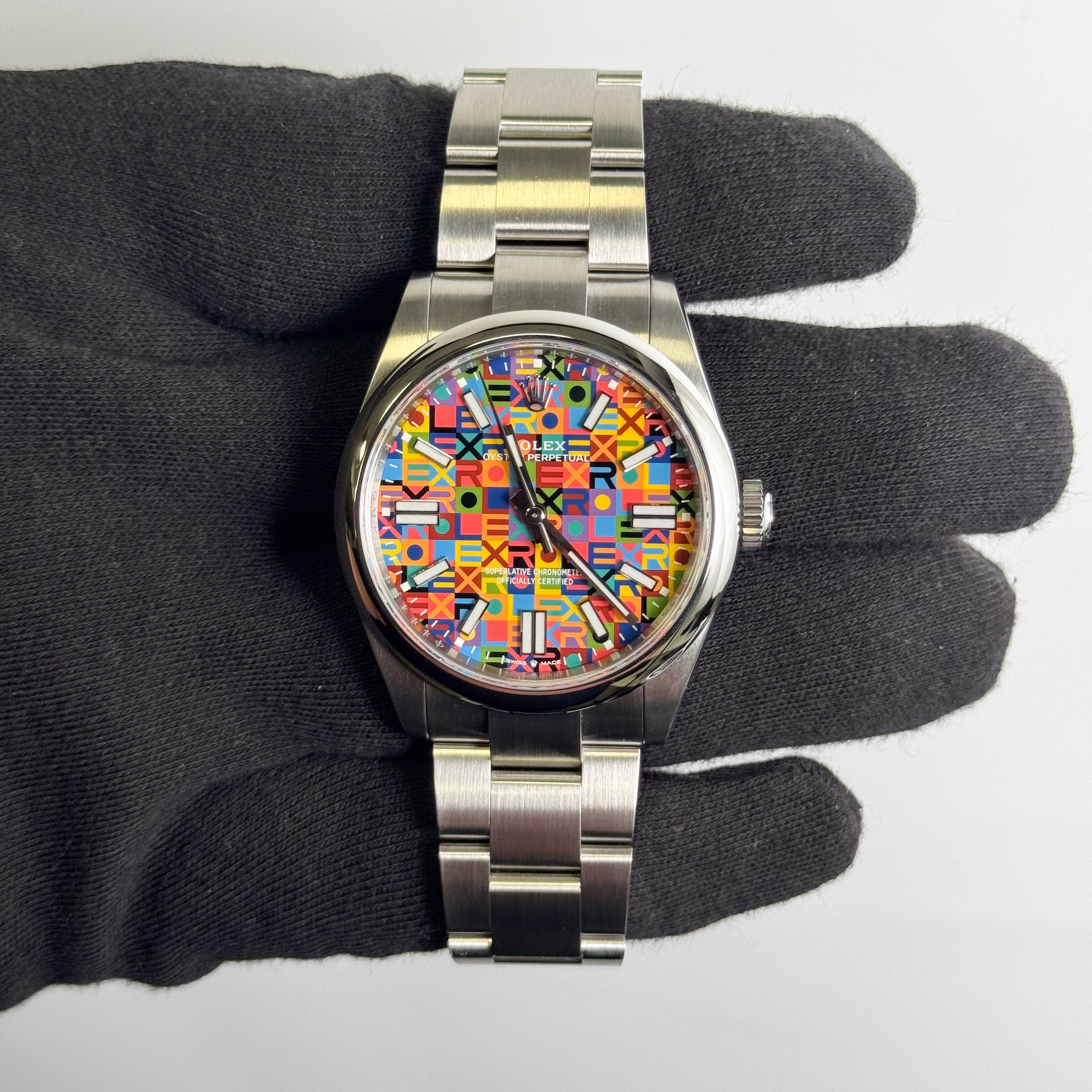 Rolex Oyster Perpetual 41mm Multicolored Jubilee Motif Dial Watch Ref# 134300