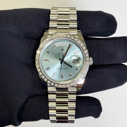 Rolex Day-Date 40mm Ice Blue Dial Watch Ref# 228396TBR