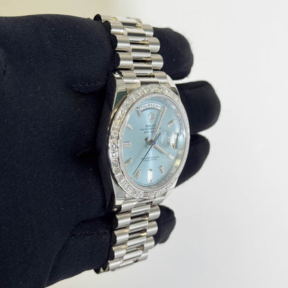 Rolex Day-Date 40mm Ice Blue Dial Watch Ref# 228396TBR