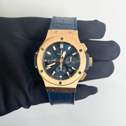 Hublot Big Bang Rose Gold 44mm Blue Dial Watch Ref# 301.PX.710.RX